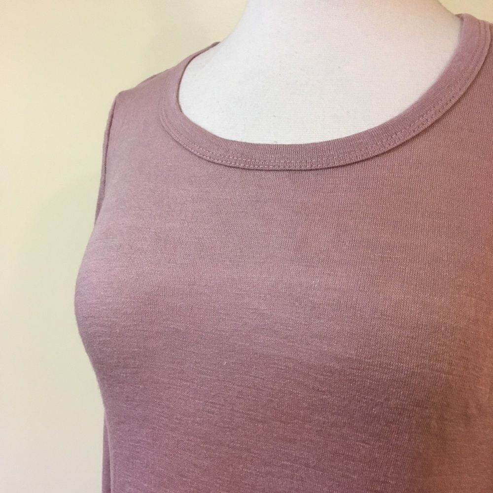 Sharkbite Hem Long Sleeve Tunic Dress Dusty Mauve - Picture 2 of 4